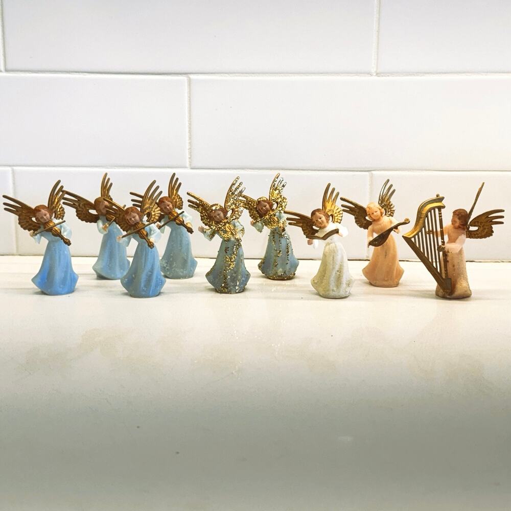 Vtg Mid Century Plastic Angel Musician Figurines Hong Kong Christmas MCM Lot 9